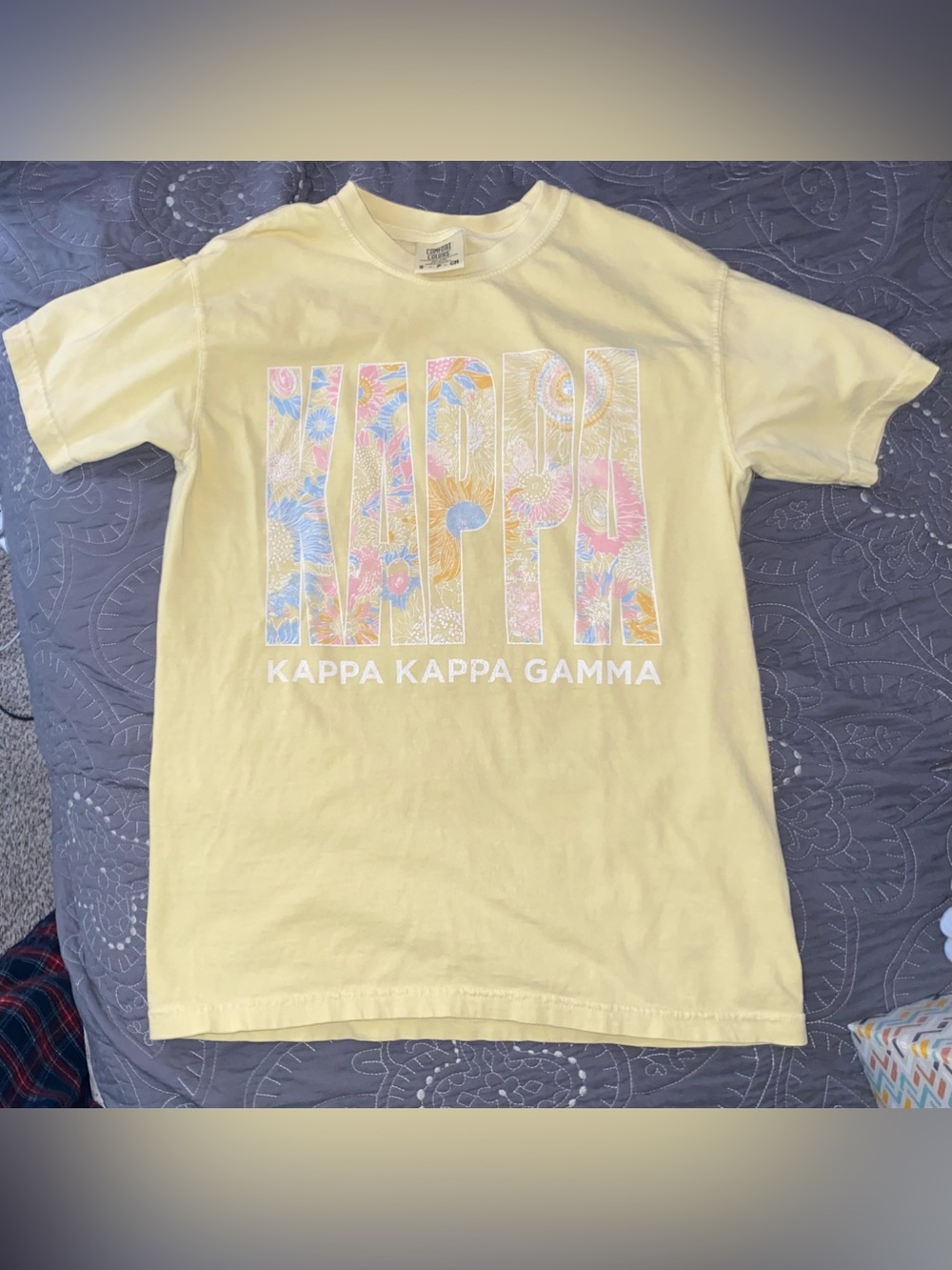 Kappa Kappa Gamma Yellow Floral Logo Short Sleeve Tee - UTees